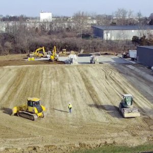 aerial view of an excavation site